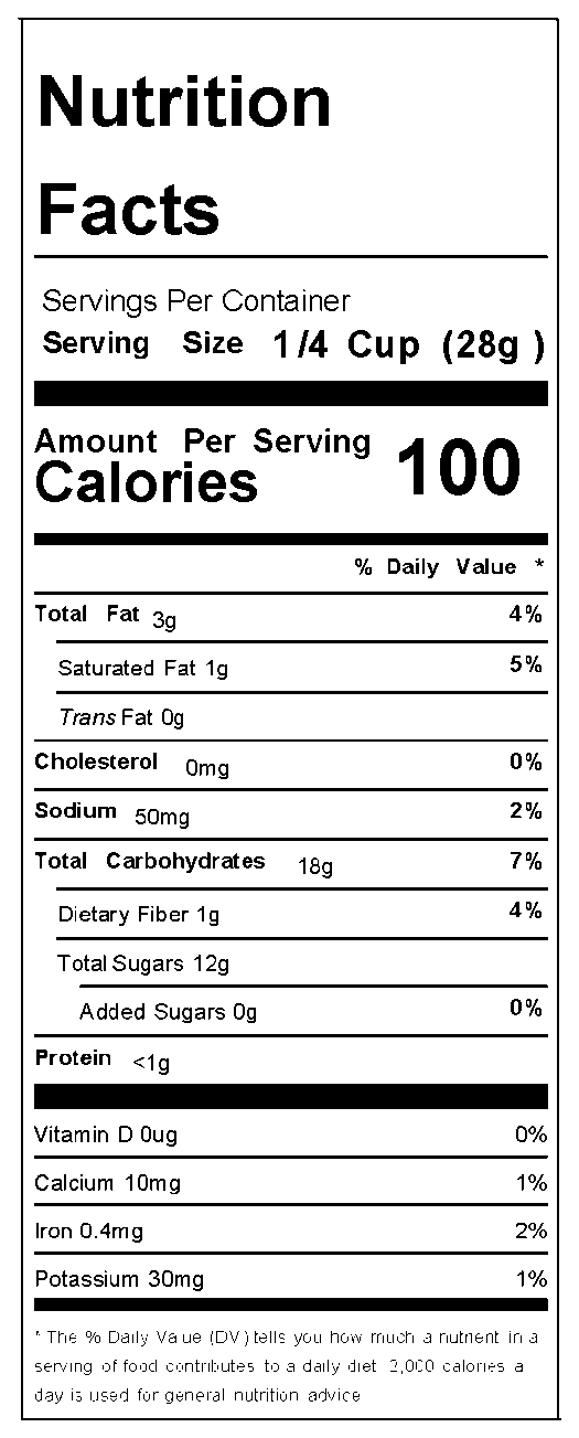 Cookies & Cream nutrition facts label